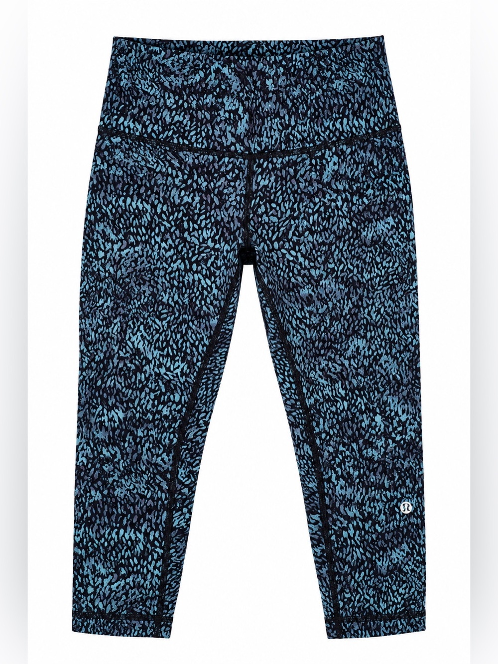 lululemon Black & Blue Abstract Print Cropped Leggings | Size 10